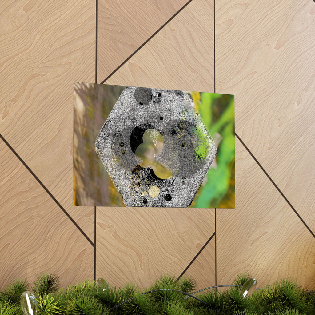 Abstract Hex Bolt Close-Up Matte Poster — Industrial Nature Wall Art