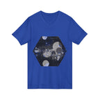Hex Moon Graphic V-Neck Tee Design Hex21 — Distressed Space Cheese Vintage Astronomy V-Neck T-Shirt