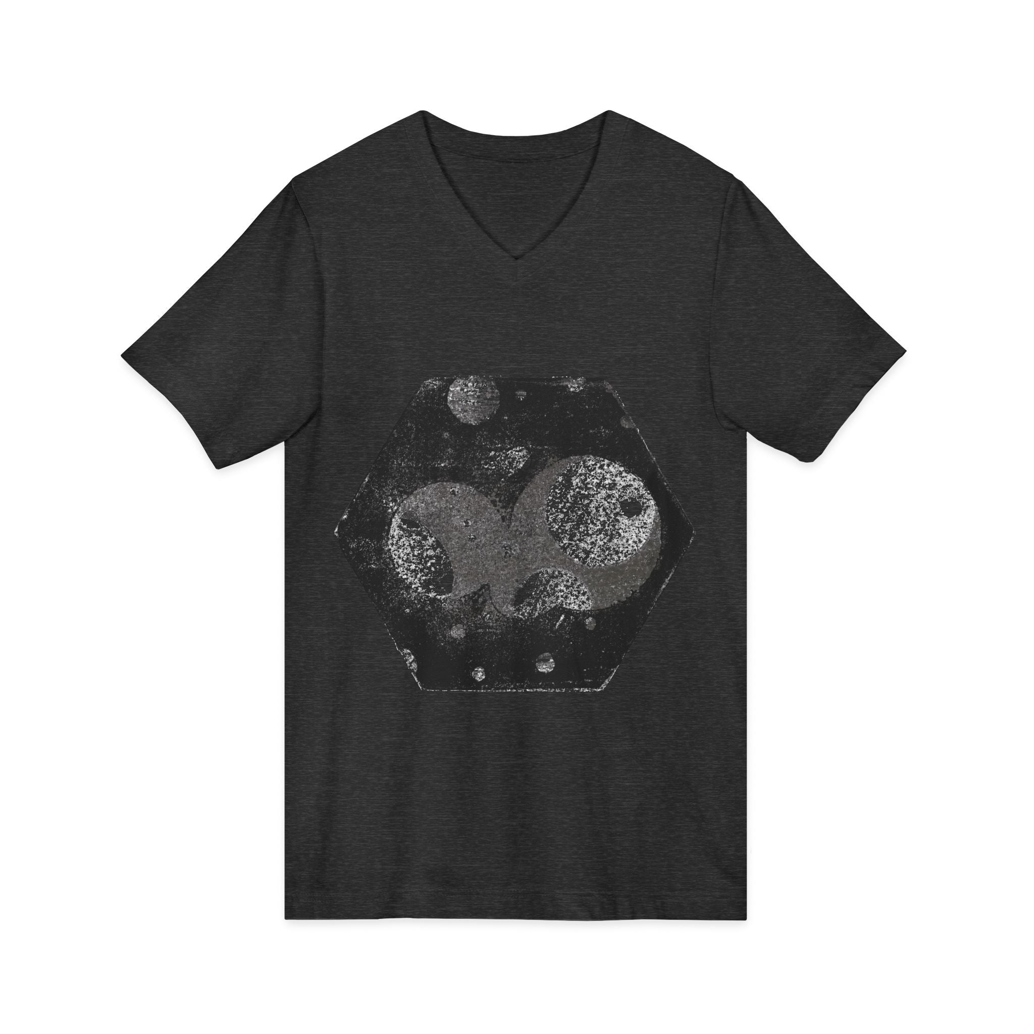 Hex Moon Graphic V-hals T-shirt Design Hex19 — Verweerde Space Cheese Vintage Astronomie V-hals T-shirt 