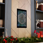 Abstract Hexagon Moon Matte Poster — Moody Blue-Green Wall Art