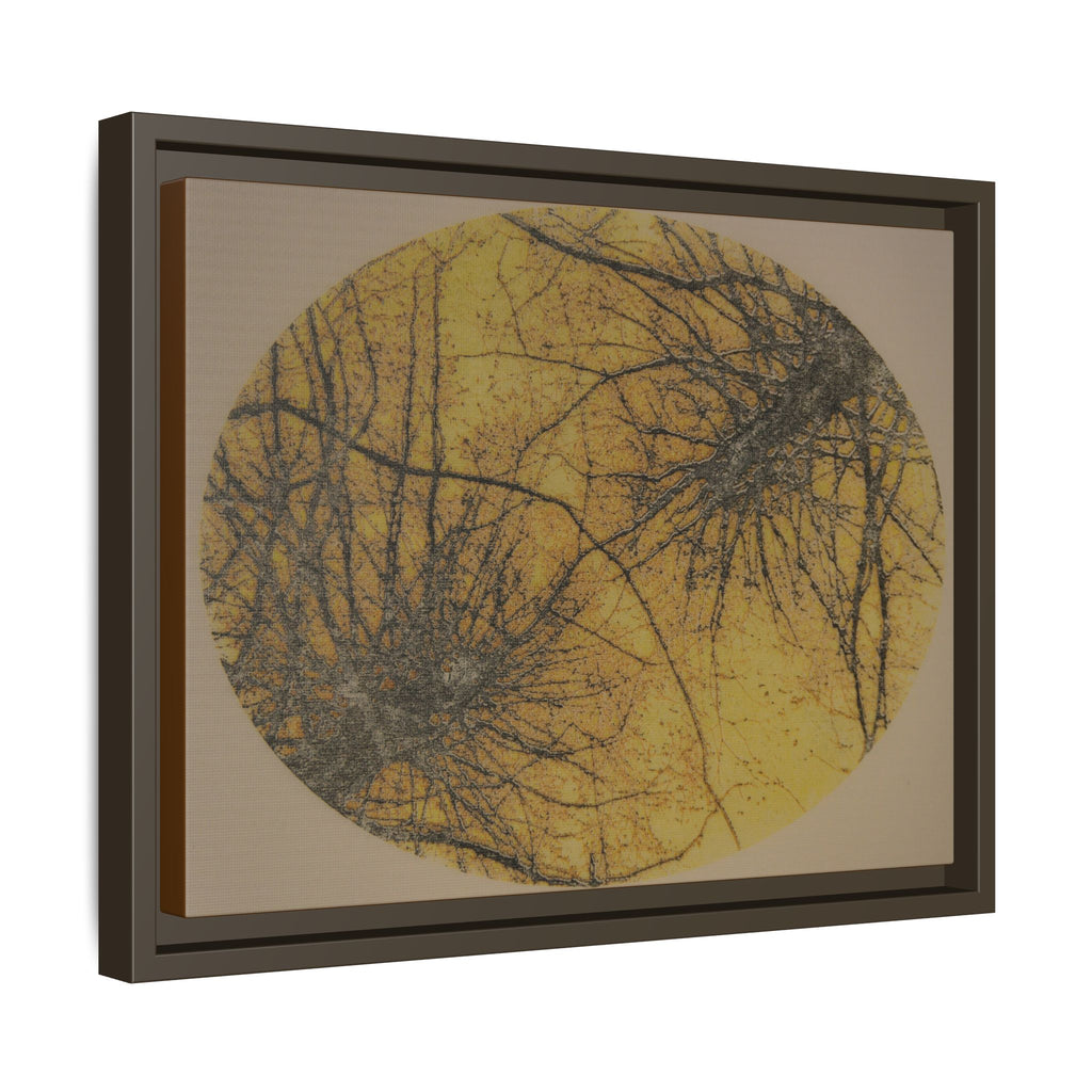 Framed Matte Canvas Art, no 45 — Twin Tree Wood-Carving Reproduction (Black, Bold Gold & Matte Goldenrod)