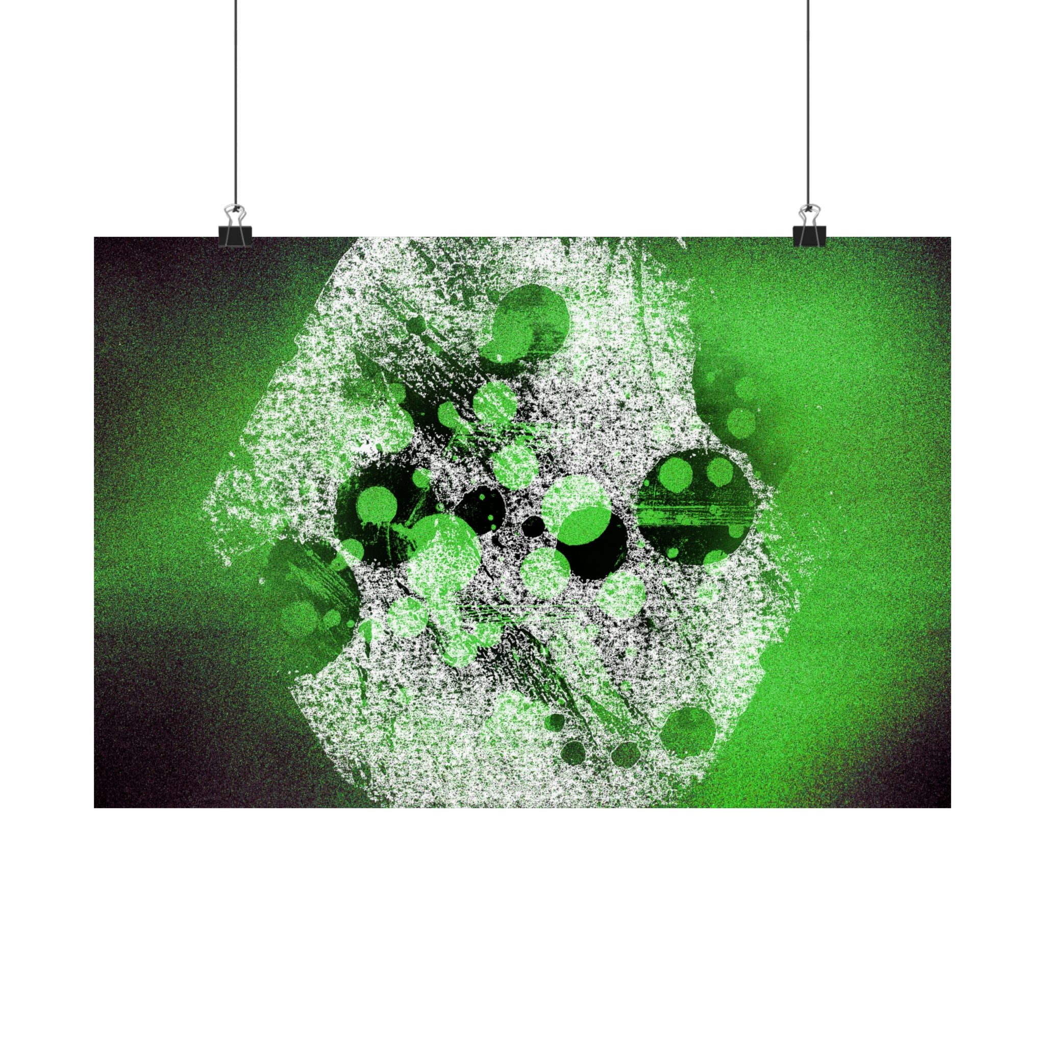 Abstracte neon groene kunstposter — Matte horizontale wandprint 