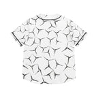 Women's Baseball Jersey – Abstract Black & White Cracked Pattern All-Over Print
