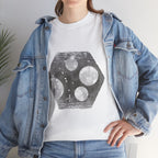 Hexagon Circles Graphic Tee — Digital Manual Print Art