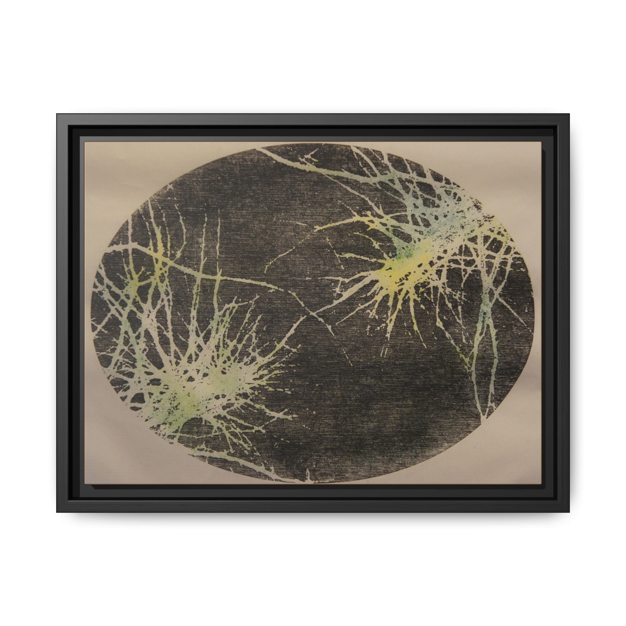 Framed Matte Canvas Art, no 22 — Twin Tree Wood-Carving Reproduction (Black, Casual Gold & Pale Oyster)