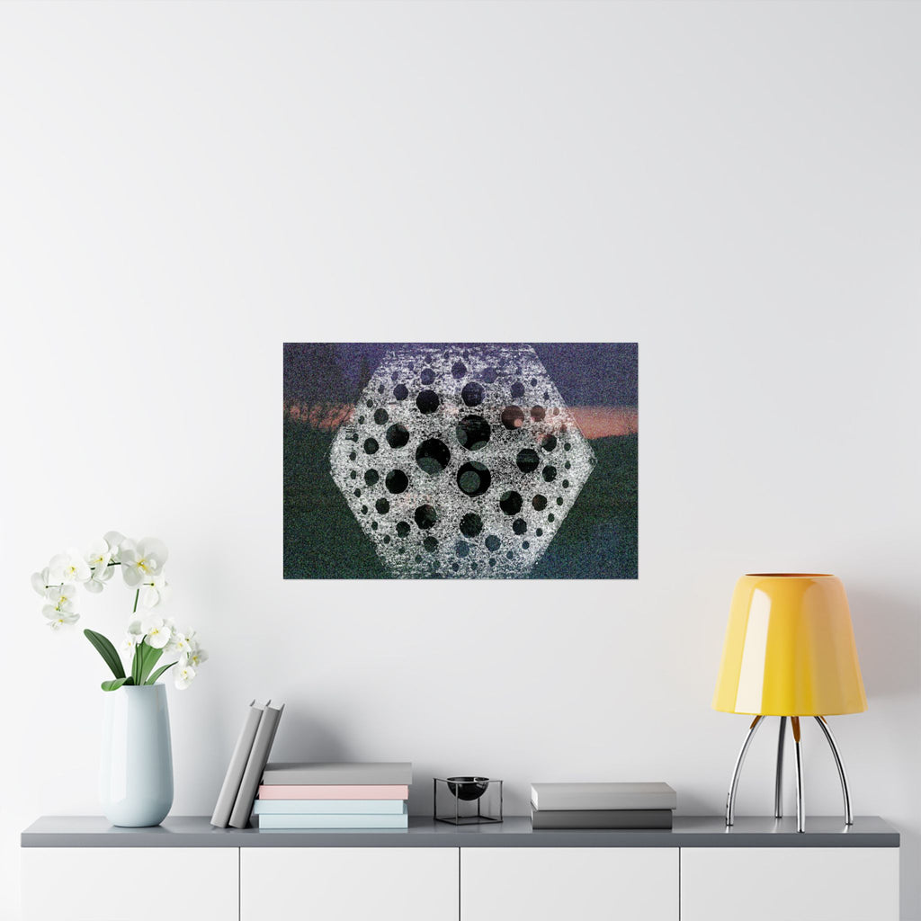 Abstract Geometric Moon Poster — Matte Horizontal Art Print