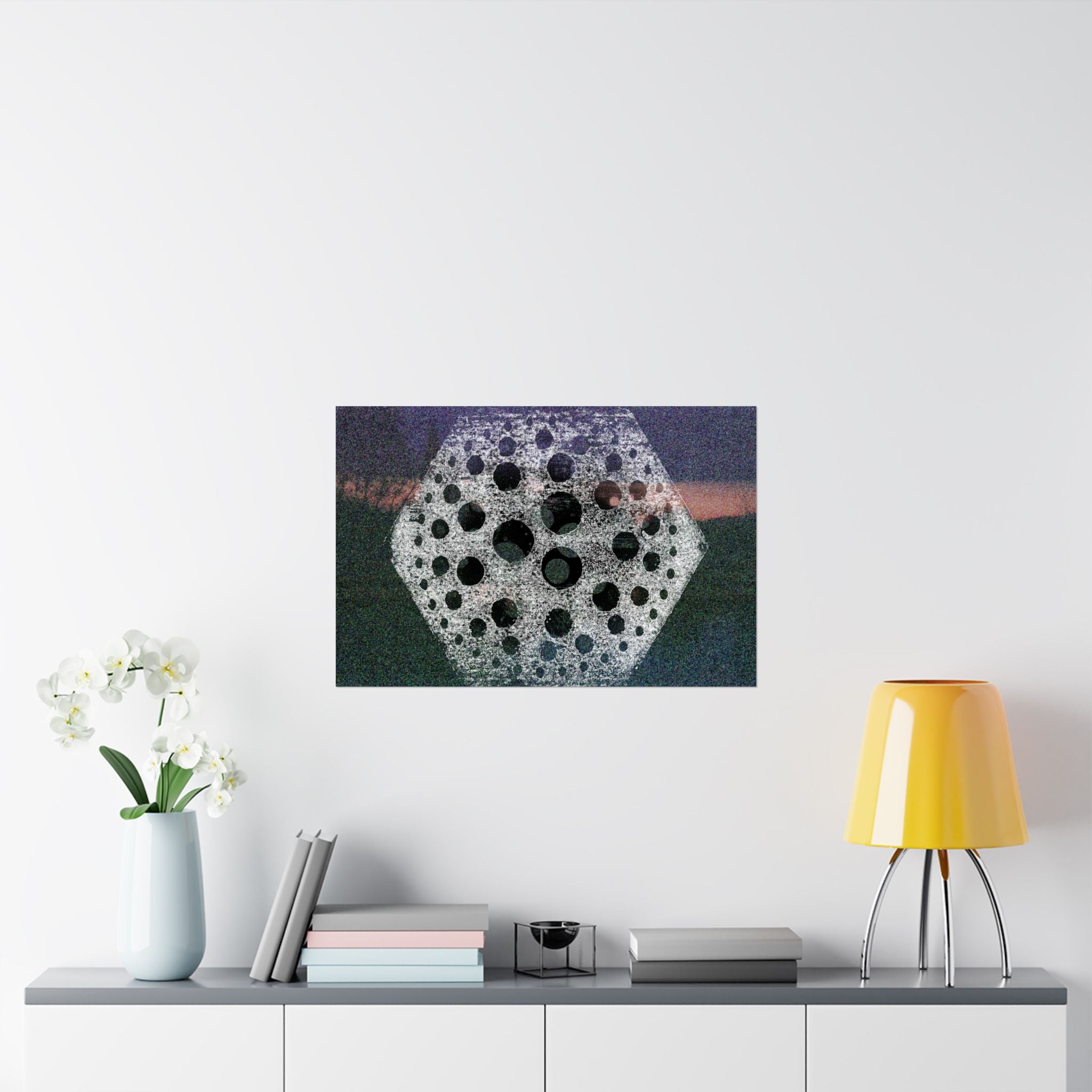 Abstract Geometric Moon Poster — Matte Horizontal Art Print