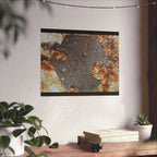 Abstracte poster met roesttextuur en matte afwerking — Industriële wanddecoratie (horizontaal) 