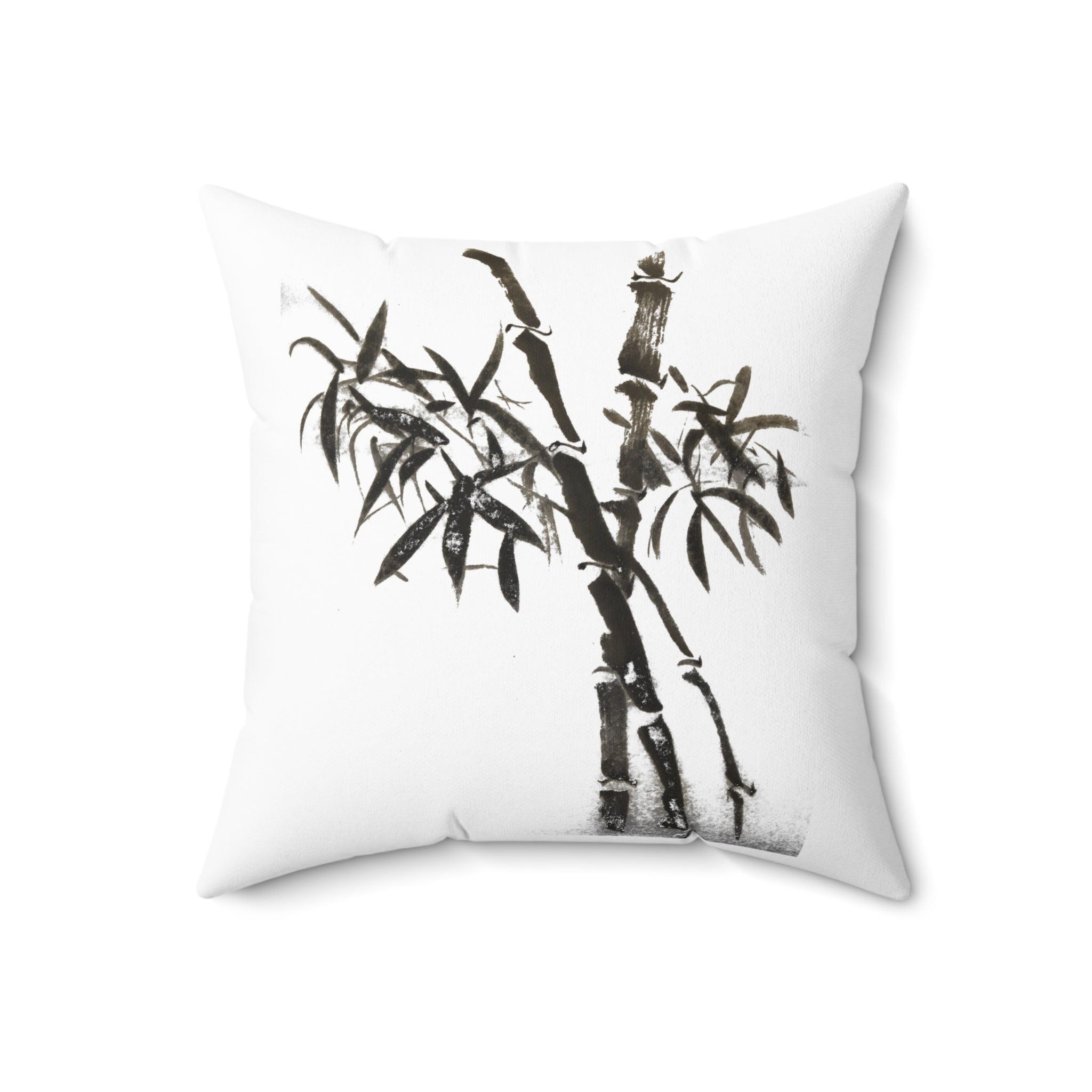 Decoratief sierkussen met bamboe-inktkunst - Minimalistisch Aziatisch Zen-sierkussen 