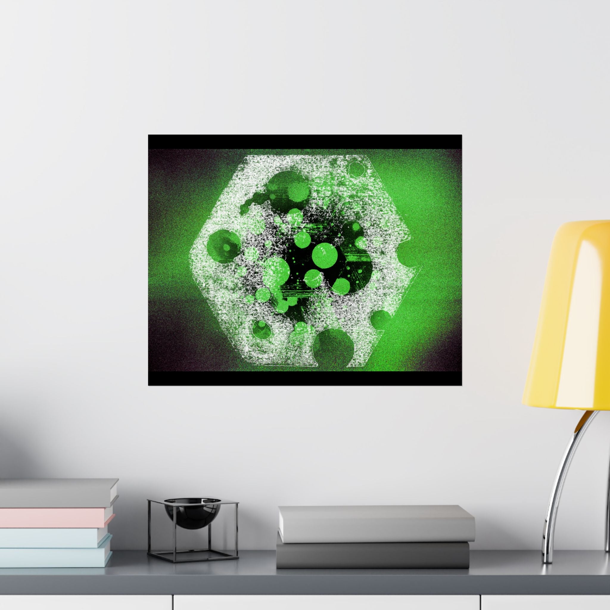 Abstract Green Bubble Matte Poster — Horizontal Modern Art Print