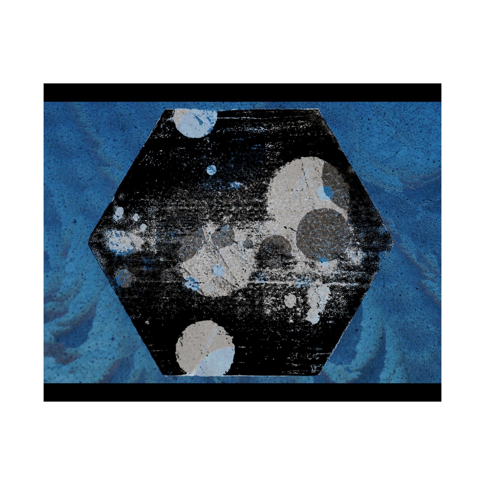 Abstract Blue Hexagon Poster — Matte Horizontal Wall Art