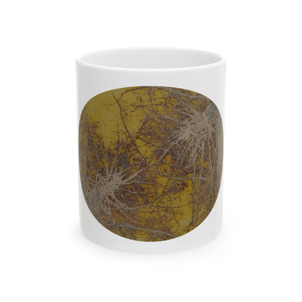 Rustieke keramische mok met herfstboommotief — Koffiekopje geïnspireerd op de natuur - nr. 37 