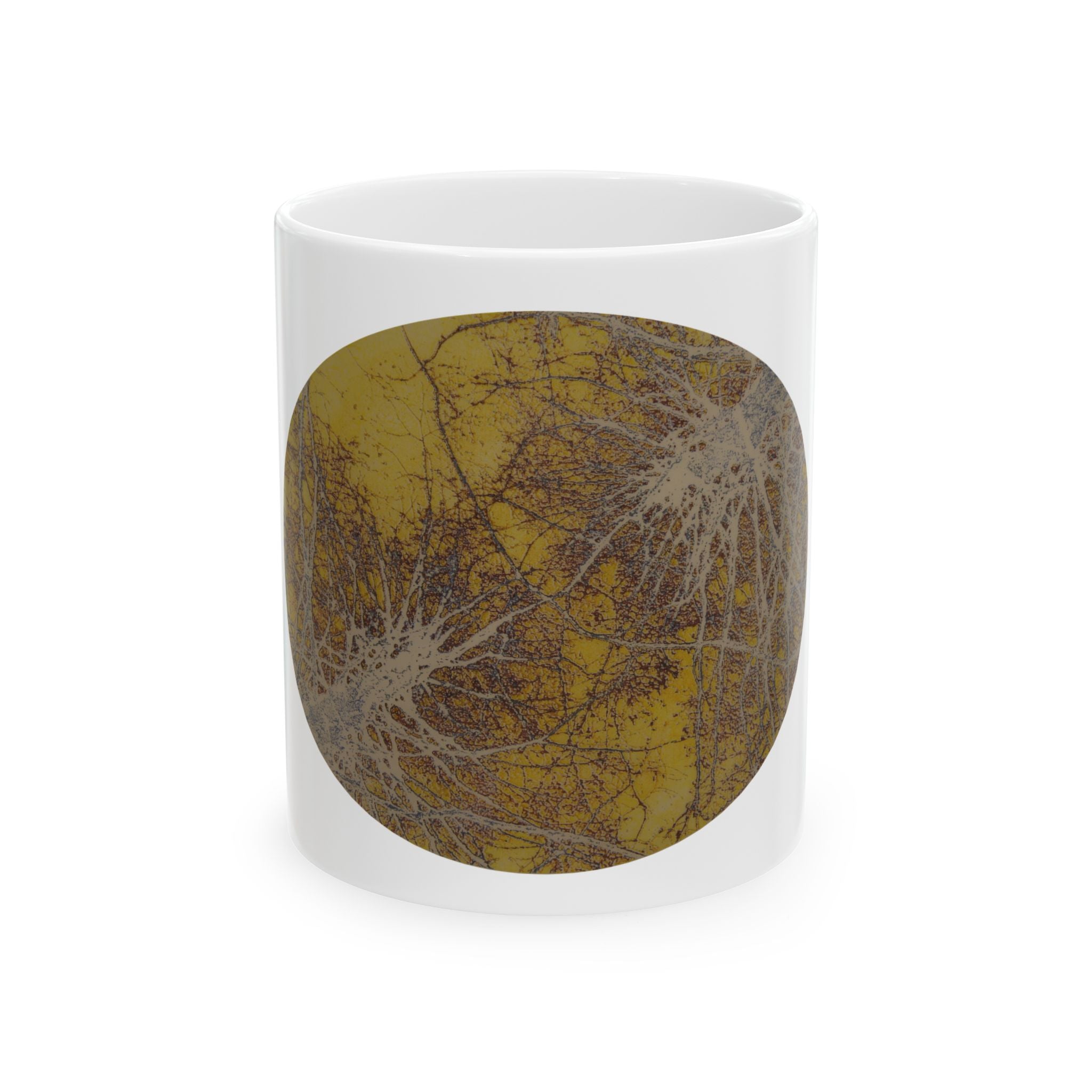 Rustieke keramische mok met herfstboommotief — Koffiekopje geïnspireerd op de natuur - nr. 37 