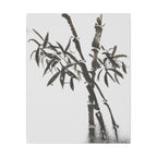 Canvasprint met bamboe-inkt en matte afwerking — Minimalistische Aziatische penseelkunst wanddecoratie 