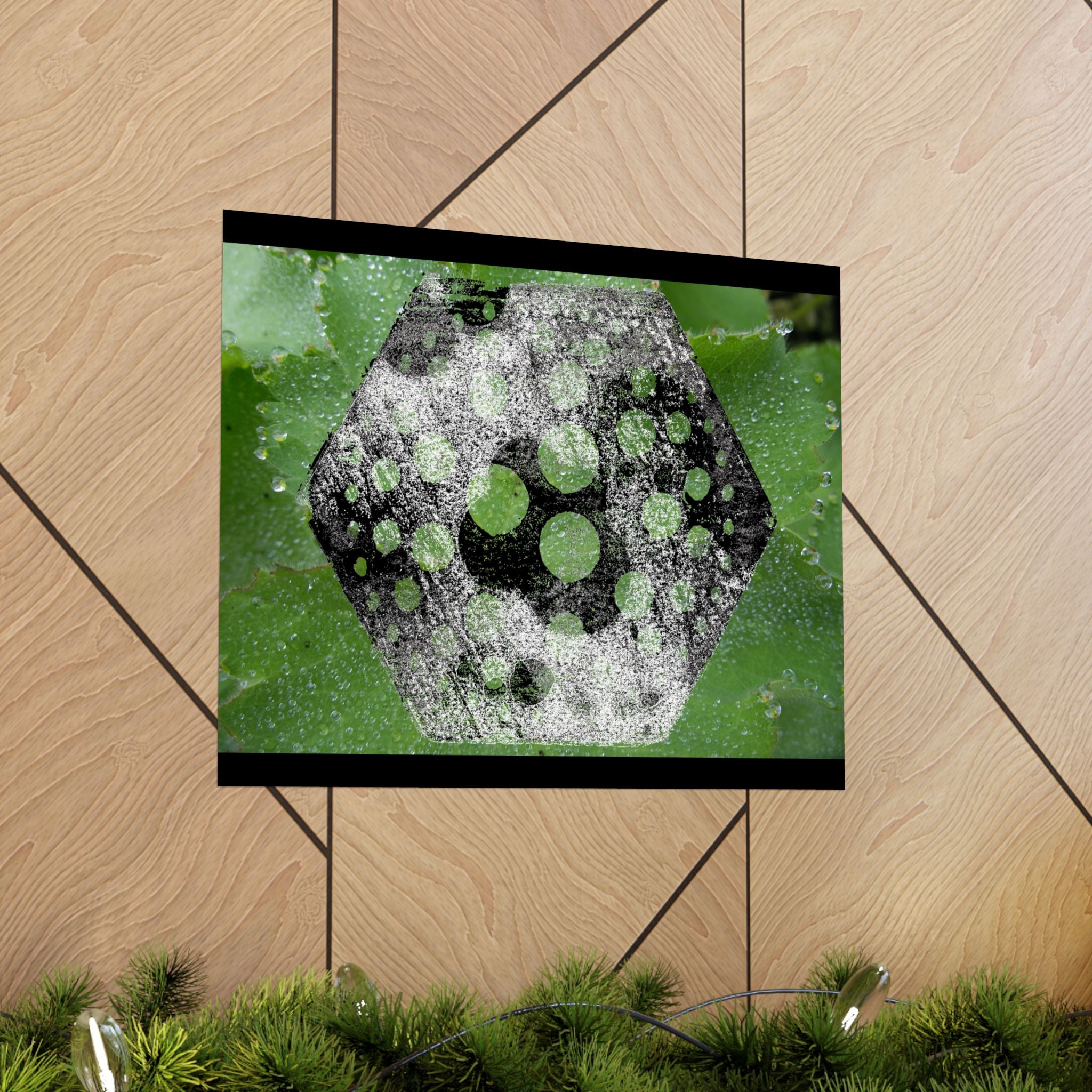 Matte Horizontal Poster — Green Hexagon Botanical Abstract Wall Art