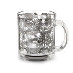 10oz Glass Mug — Black & White Abstract Hex Bubble Pattern