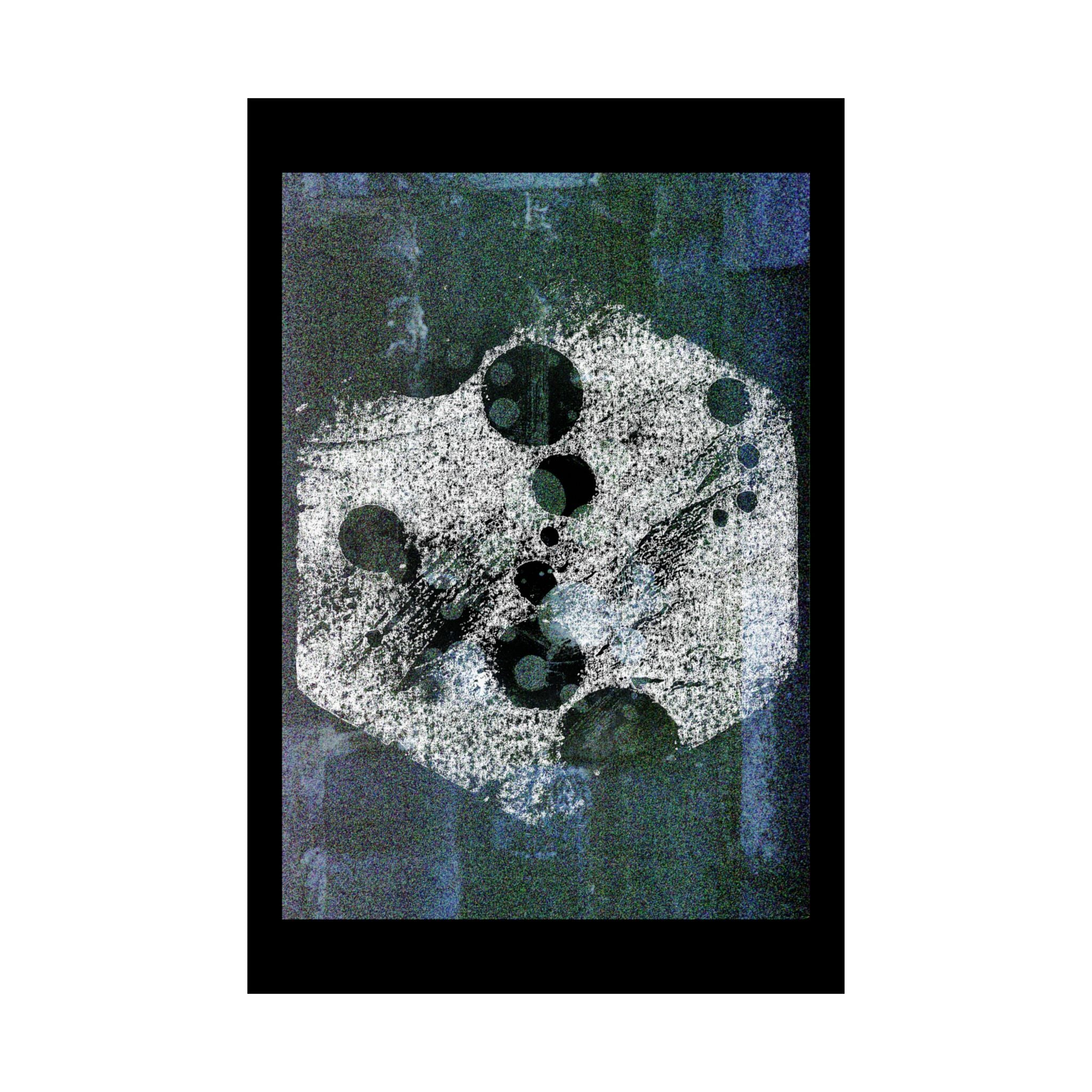 Abstracte poster met maanfasen, matte afwerking — Donkerblauwe, gestructureerde muurdecoratie 