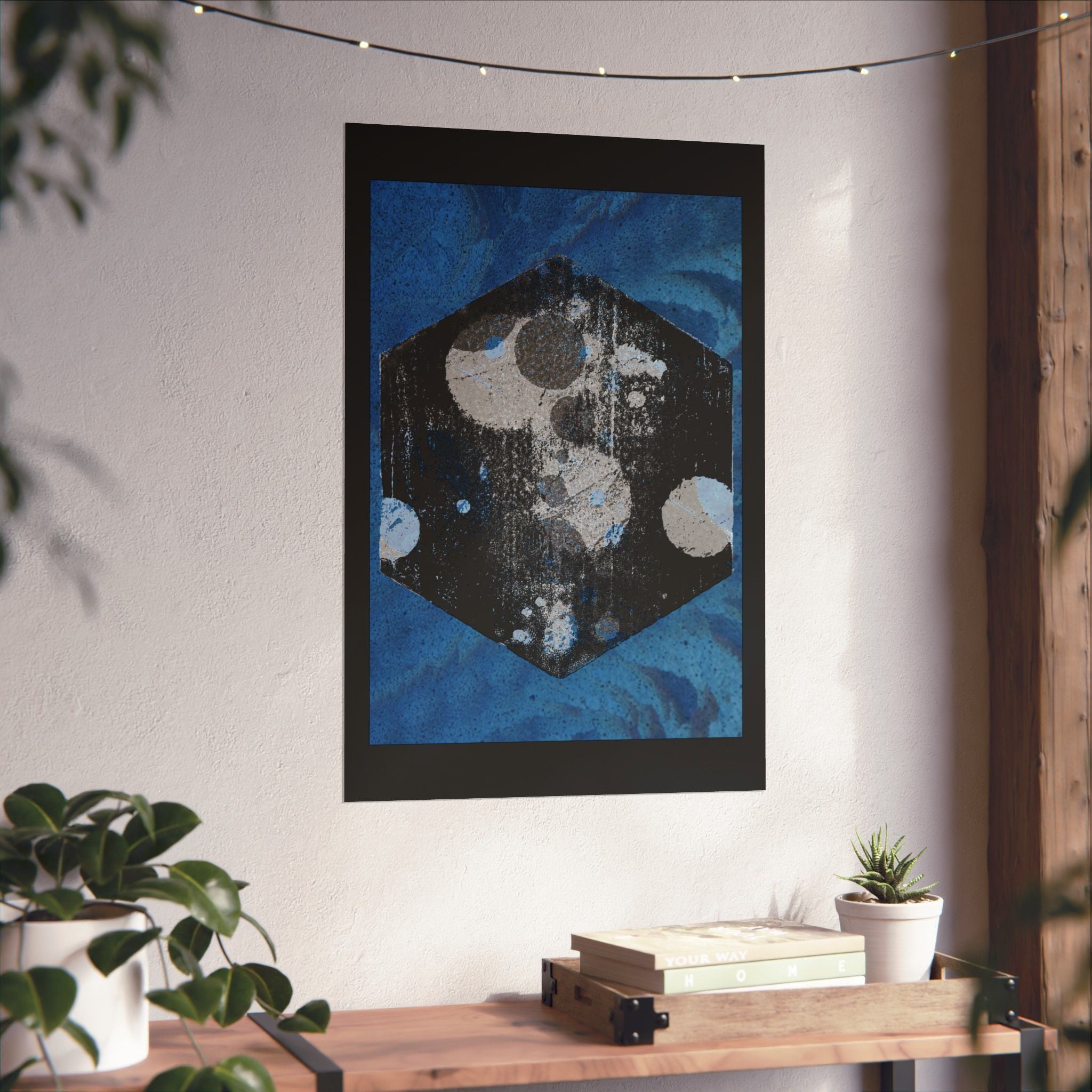Abstract Cosmic Hex Poster — Matte Vertical Wall Art