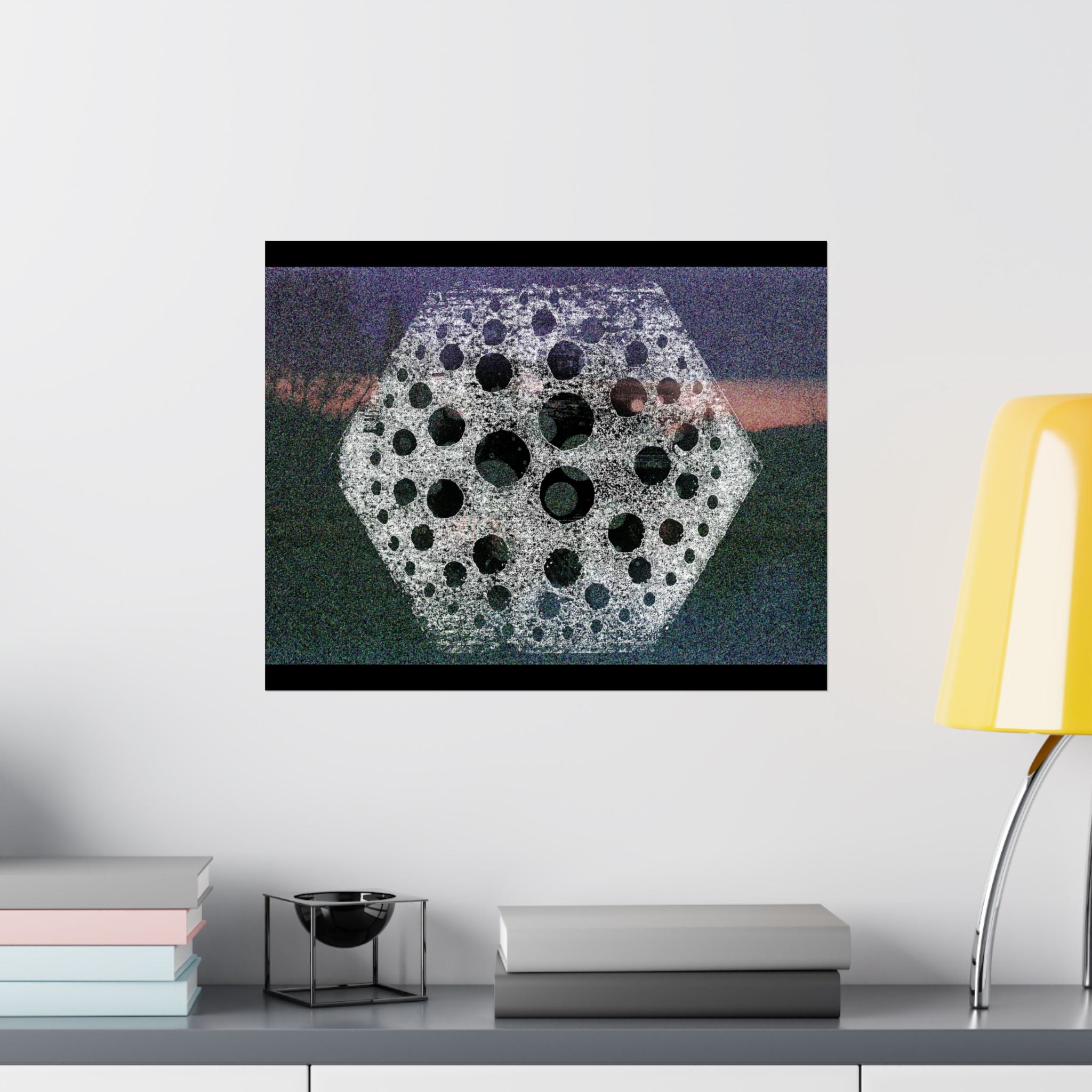 Abstract Geometric Moon Poster — Matte Horizontal Art Print