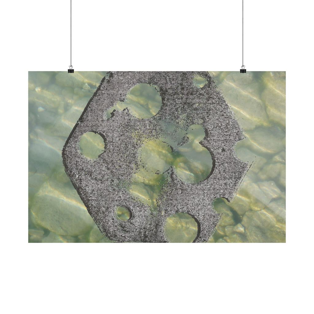 Abstract Seagrass & Stone Matte Horizontal Poster — Coastal Texture Wall Art