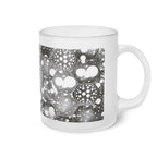 Mok van mat glas — Beker met abstract monochroom sneeuwvlokkenpatroon 
