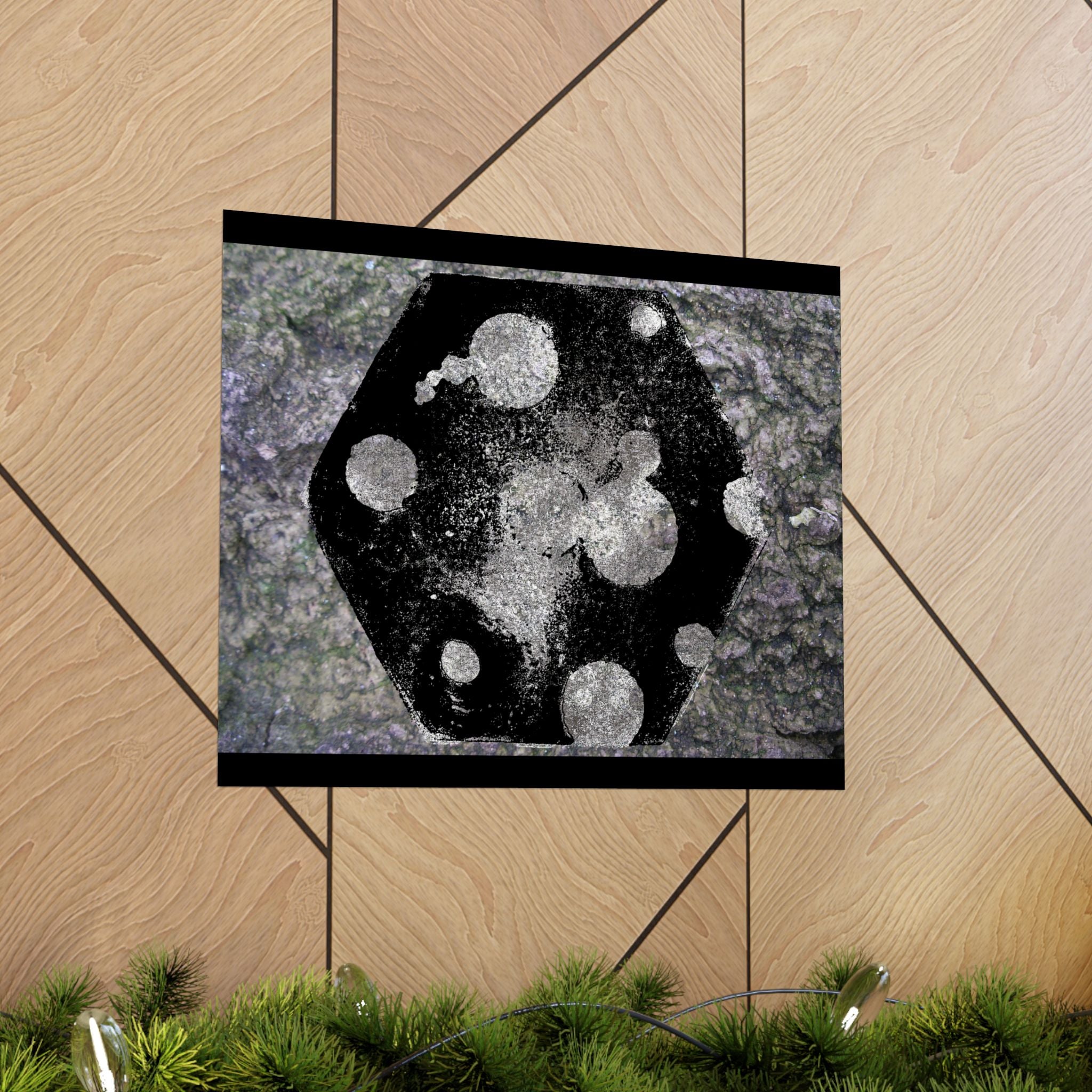 Abstract Galaxy Matte Poster — Black & Silver Cosmic Art (Horizontal)