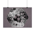 Abstract Hexagon Art Poster — Textured Geometric Horizontal Print