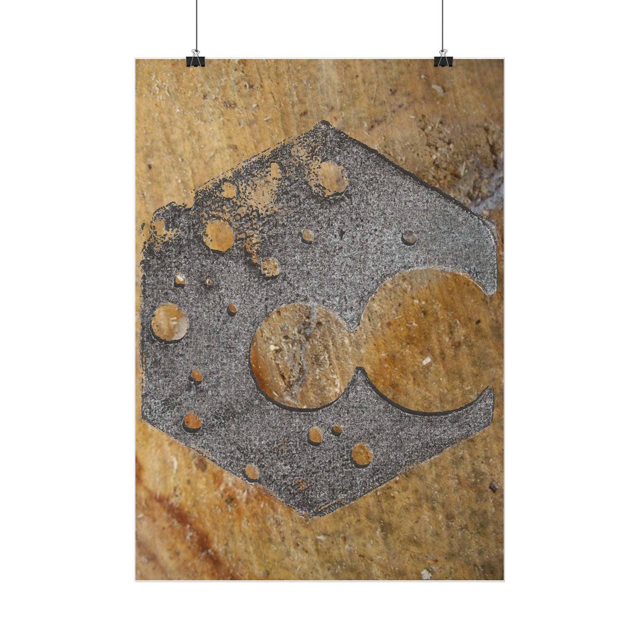 Poster met roestige zeshoekige stencil | Verticale poster | Industriële abstracte muurdecoratie 