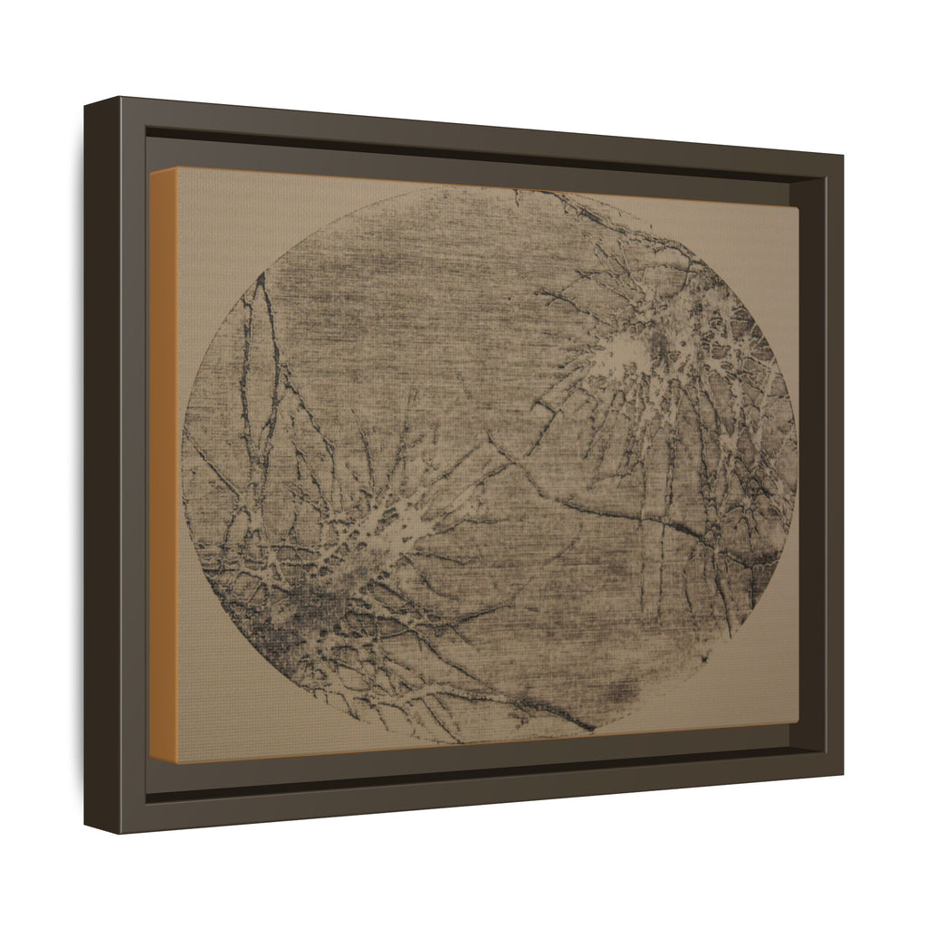 Ingelijste matte canvas kunst, nr. 04 — Reproductie van een houtsnijwerk van Twin Tree (Zwart &amp; Ezelbruin) 