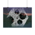 Abstracte kosmische hexposter — Surrealistische maan en filmrol muurdecoratie 