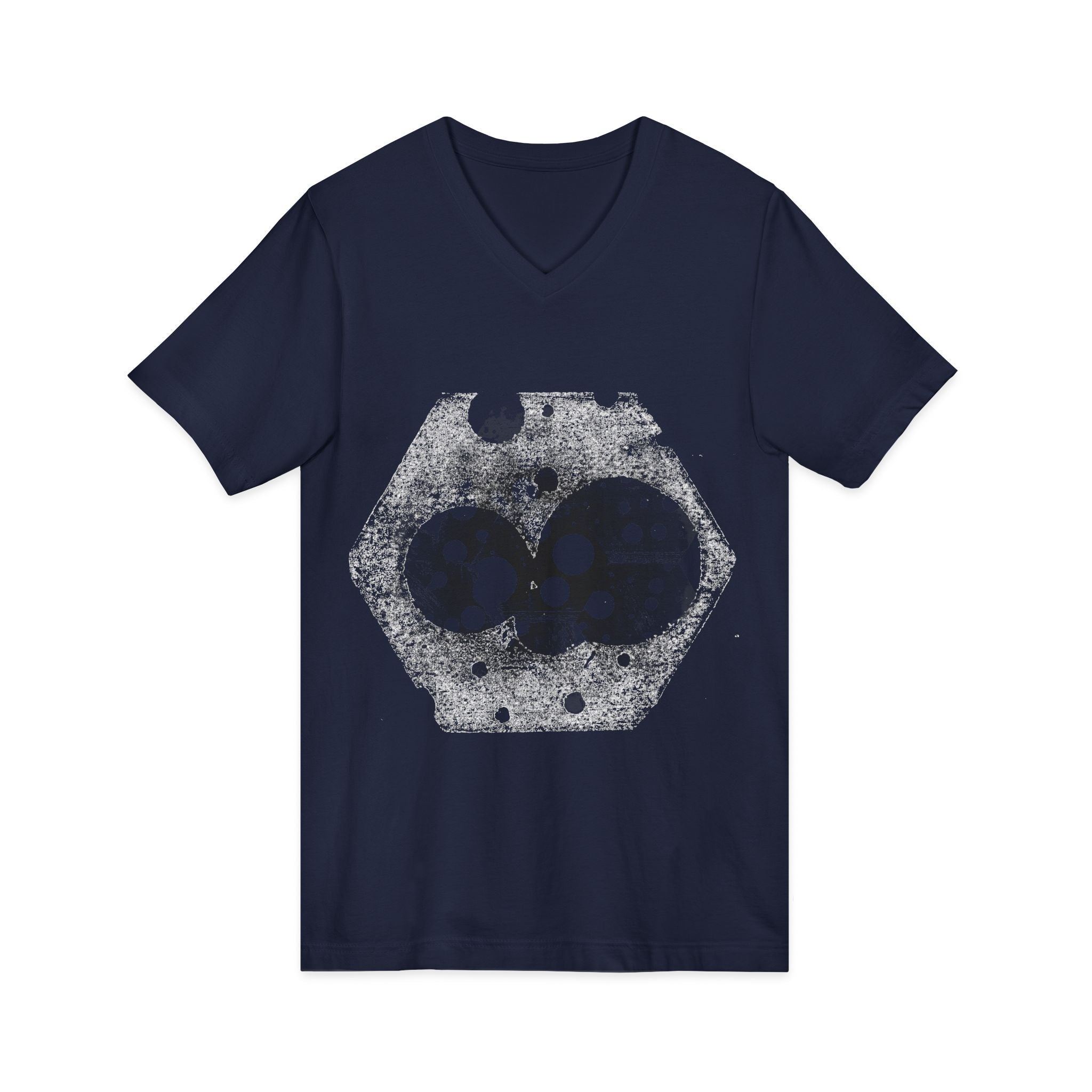Hex Moon Graphic V-Neck Tee Design Hex27 — Distressed Space Cheese Vintage Astronomy V-Neck T-Shirt