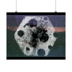 Abstract Cosmic Poster — Grainy Moon & Planetary Shapes Matte Horizontal Art Print