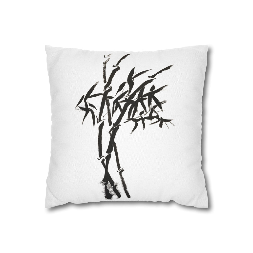 Bamboo Ink Sumi‑Style Square Pillowcase