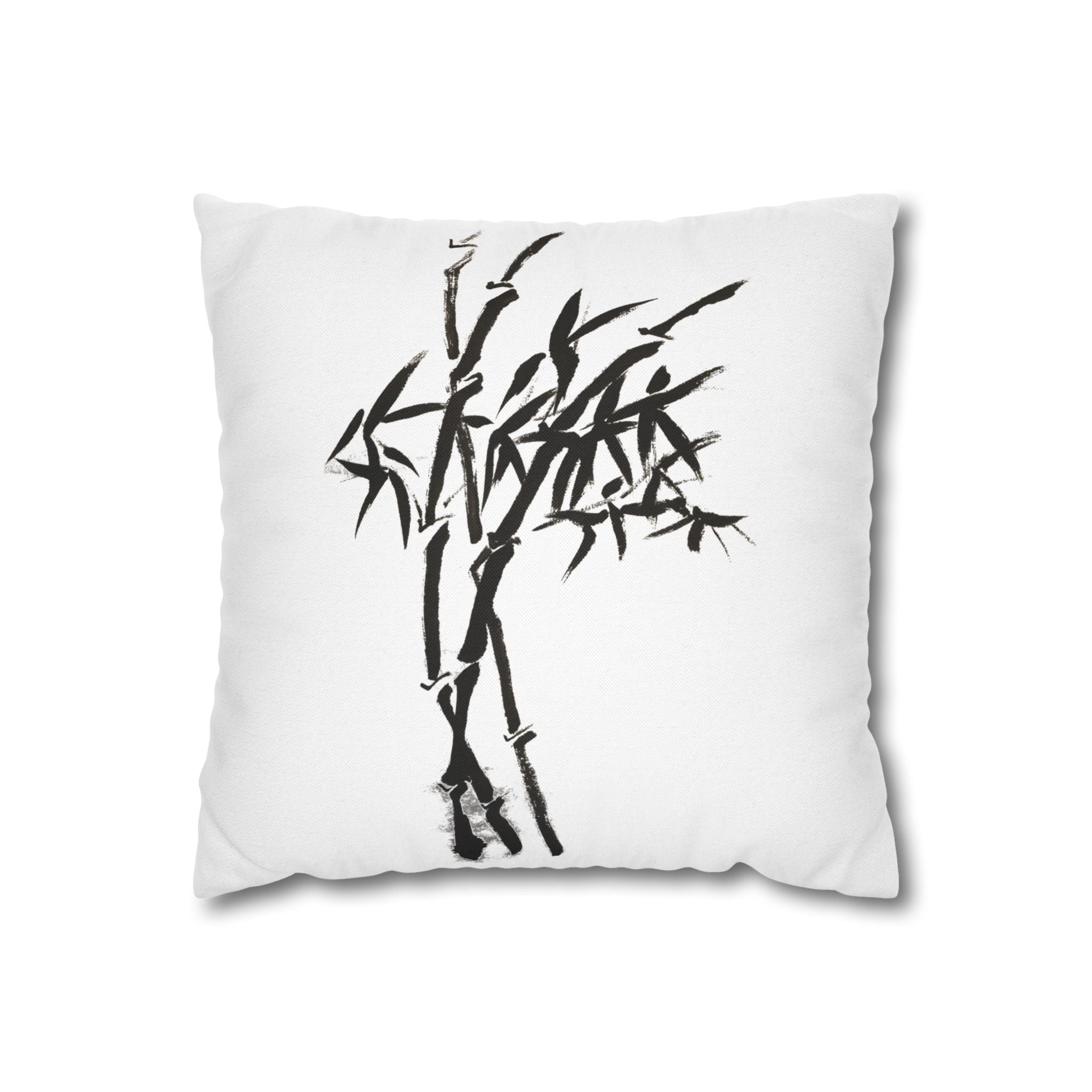 Bamboo Ink Sumi‑Style Square Pillowcase