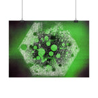 Abstract Neon Green Hexagon Matte Poster — Geometric Sci‑Fi Wall Art