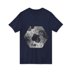 Hex Moon Graphic V-Neck Tee Design Hex16 — Distressed Space Cheese Vintage Astronomy V-Neck T-Shirt