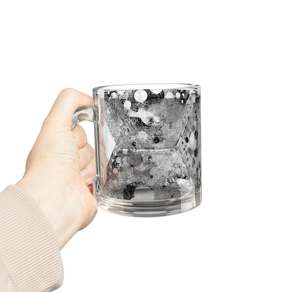Abstract Black & White Glass Mug – 10oz Modern Ink Splash Design