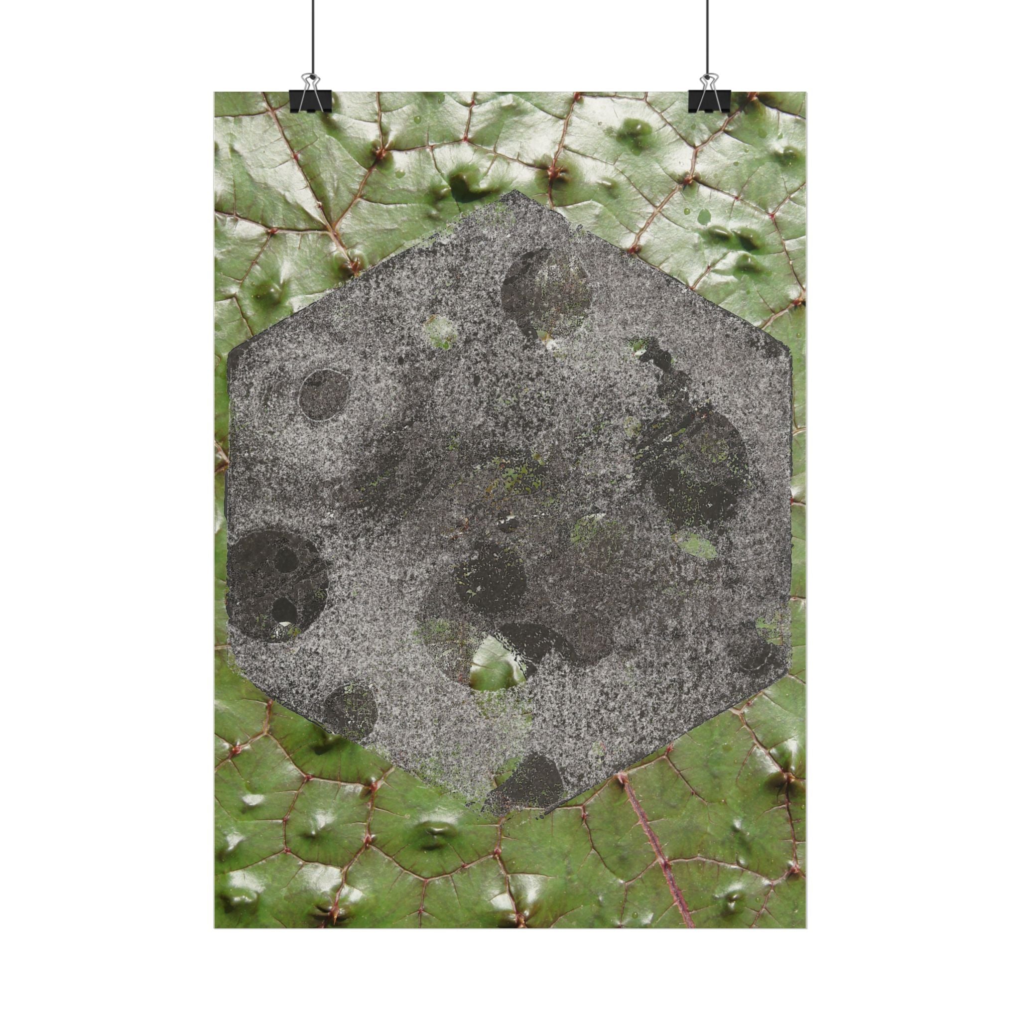 Botanical Moon Hex Poster — Vertical Nature Art Print