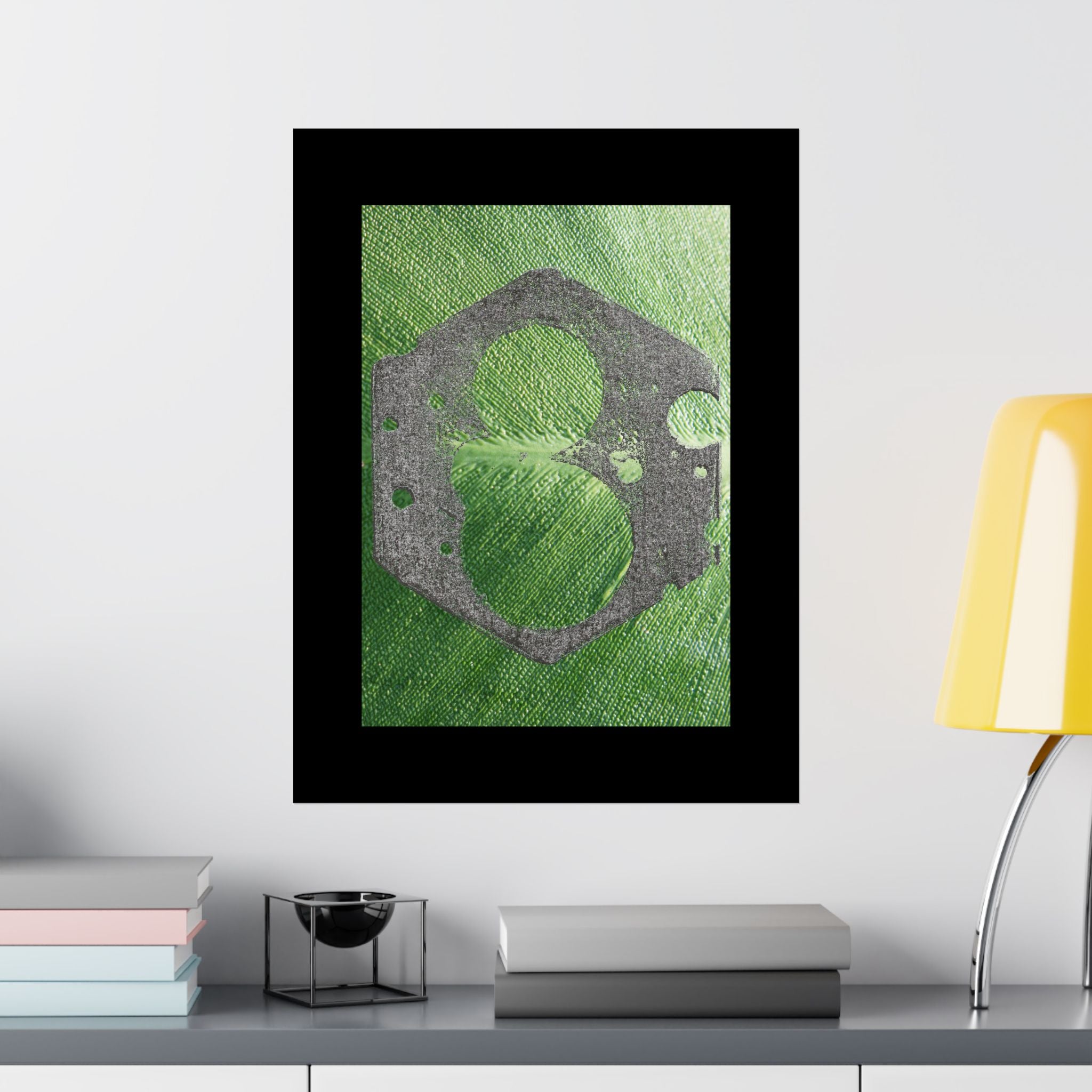 Industrial Gear Art Matte Vertical Posters | Green Textured Abstract