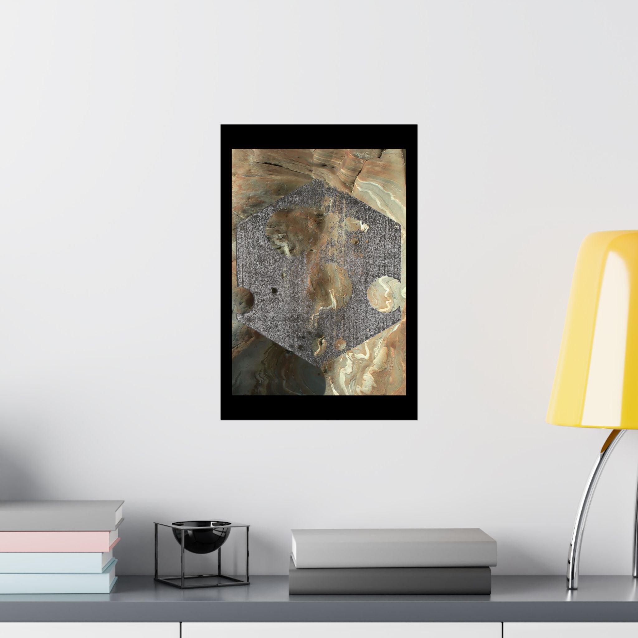 Abstract Earthtone Hexagon Poster Matte Vertical Poster | Geometric Wall Art