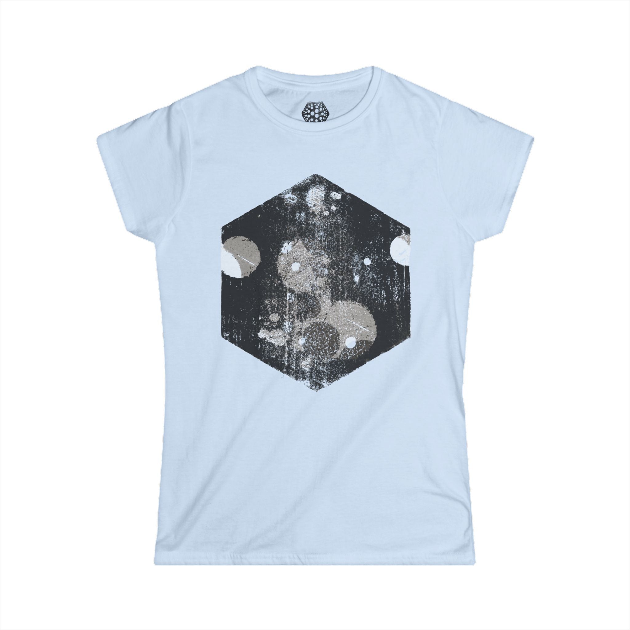 Damesshirt — Abstracte kosmische zeshoek-afbeelding 