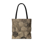 Vintage Hexagon Pattern Tote Bag – Sepia Geometric All-Over Print