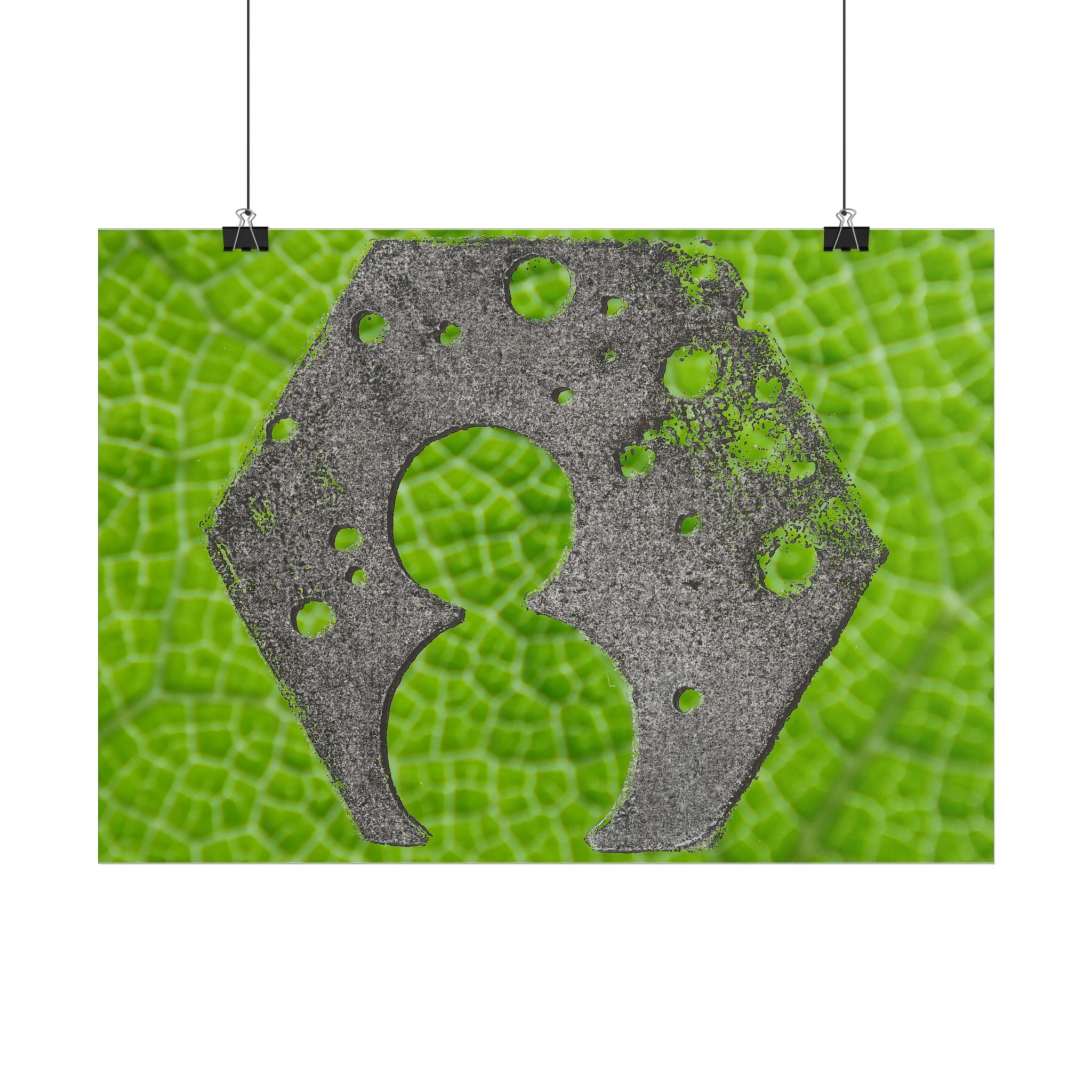 Bladstructuur nummer 8 poster horizontaal, groene botanische muurdecoratie 