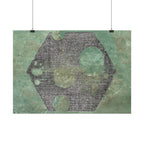 Geometric Hexagon Moon Art Horizontal Poster | Green Abstract Celestial Print
