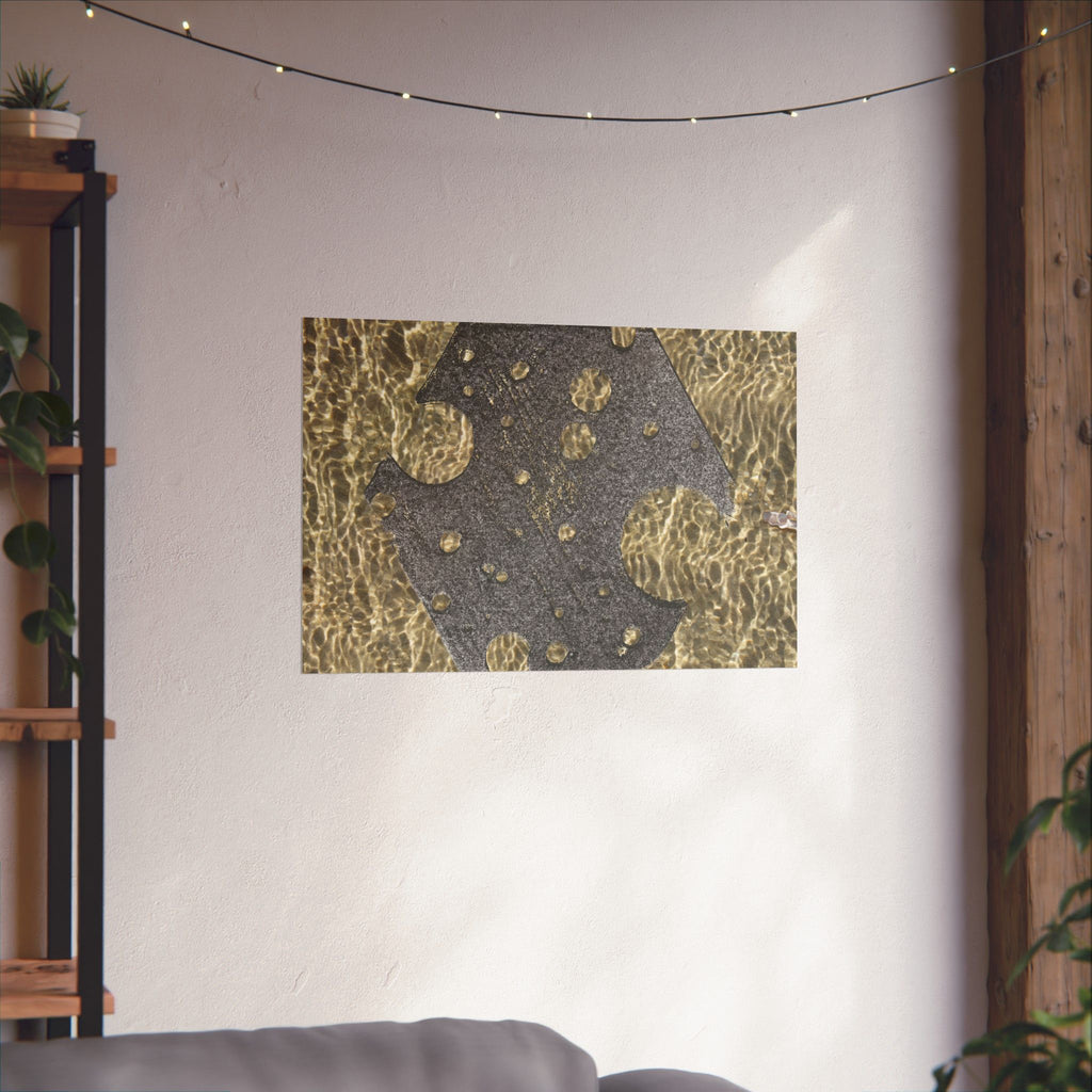 Water Gold Ripple Matte Poster — Horizontale Muurdecoratie 
