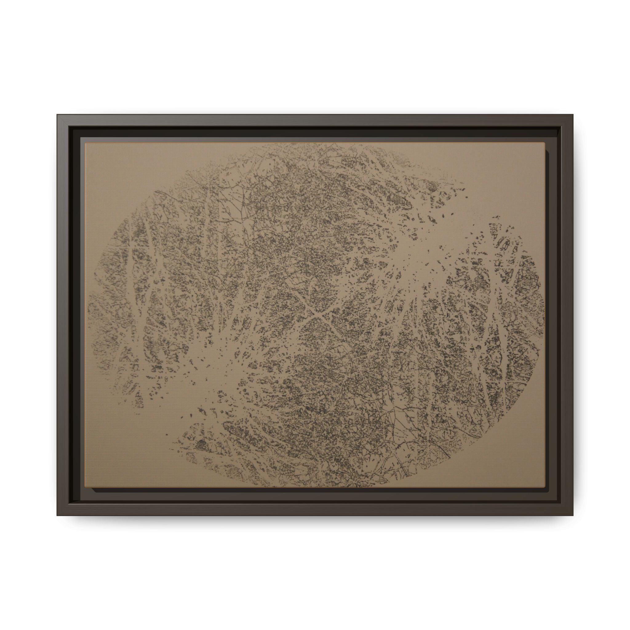 Framed Matte Canvas Print, no 11 — Twin Tree Wood-Carving Reproduction (Taupe & Arrowtown)