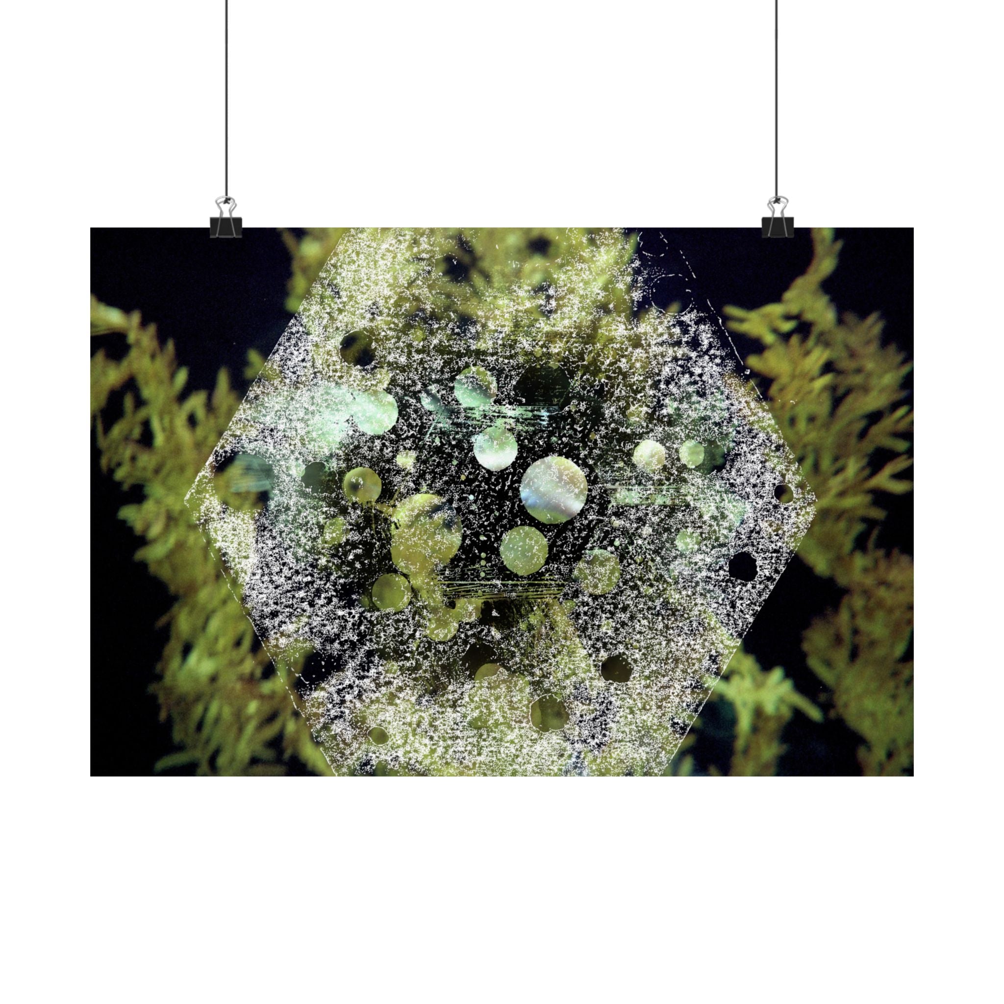 Abstract Green Hexagon Matte Poster — Botanical Geometric Wall Art