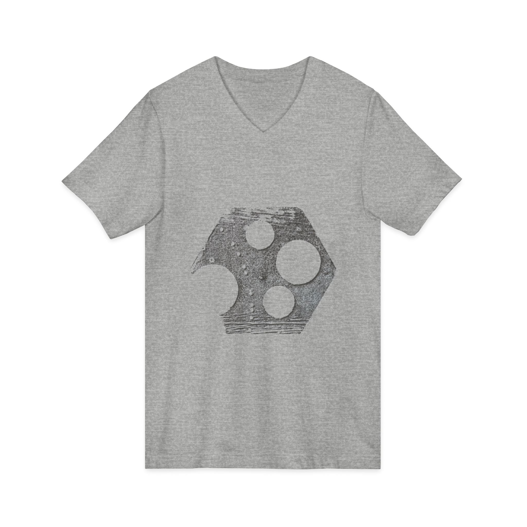 Hex Moon Graphic Tee Design Hex01 — Distressed Space Cheese Vintage Astronomy V-Neck T-Shirt
