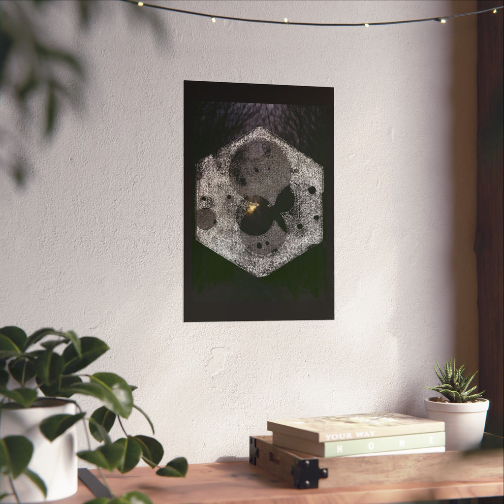 Matte Vertical Poster — Abstract Moon Hexagon Art