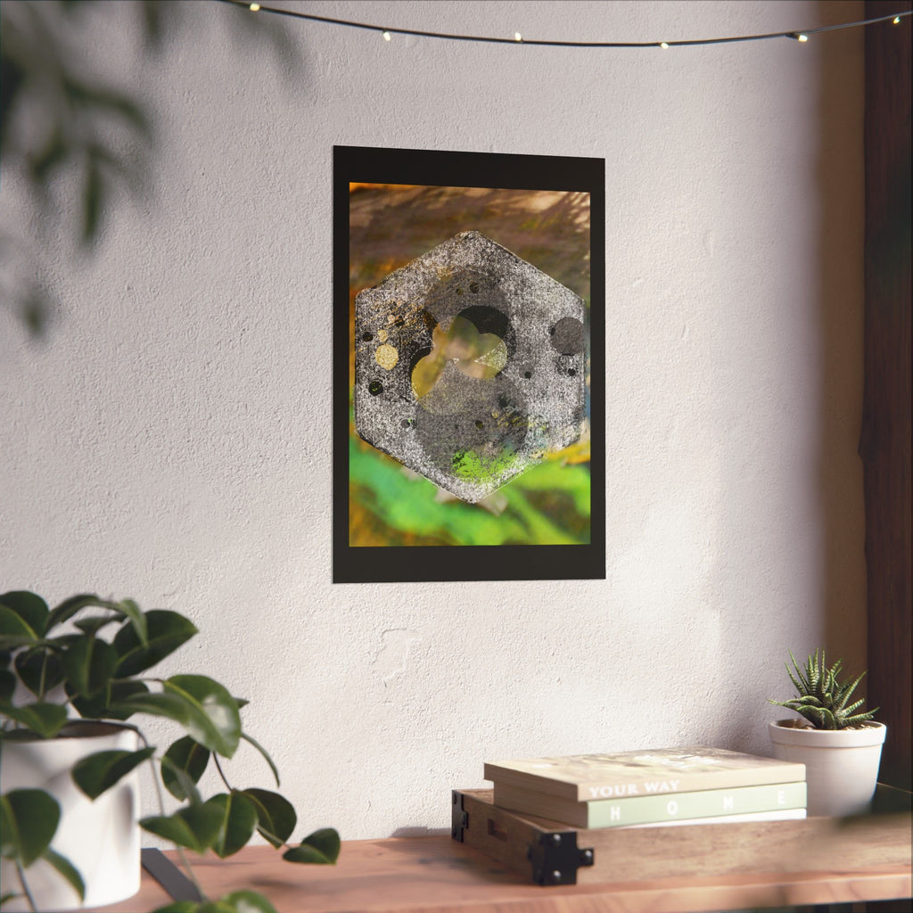 Abstract Hexagon Stone Matte Poster — Botanical Texture Wall Art